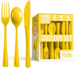 Yellow Cutlery Combo Set | 50 Forks 50 Spoons And 50 Knives | 7.5 in.