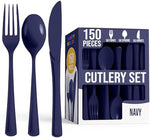 Navy Cutlery Combo Set | 50 Forks 50 Spoons And 50 Knives | 7.5 in.