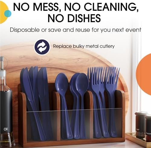 Navy Cutlery Combo Set | 50 Forks 50 Spoons And 50 Knives | 7.5 in.