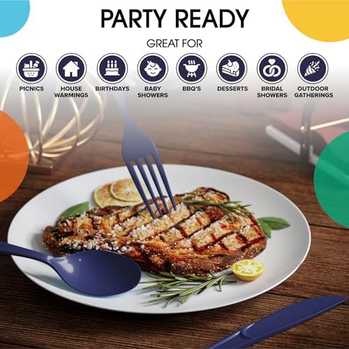 Navy Cutlery Combo Set | 50 Forks 50 Spoons And 50 Knives | 7.5 in.
