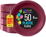 9 in. Burgundy Plastic Plates | 50 Count