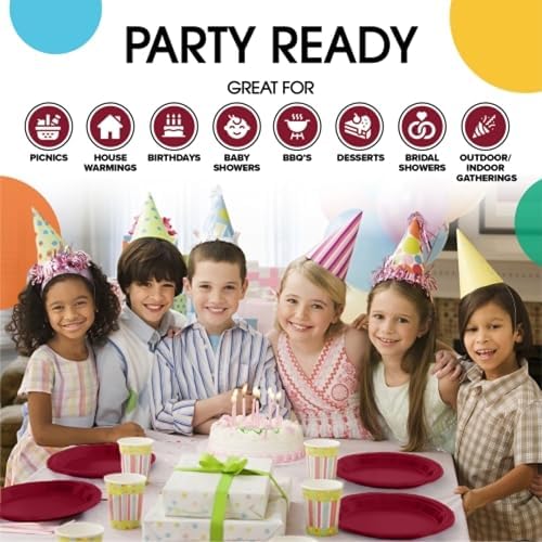 9 in. Burgundy Plastic Plates | 50 Count