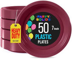 7 in. Burgundy Plastic Plates | 50 Count