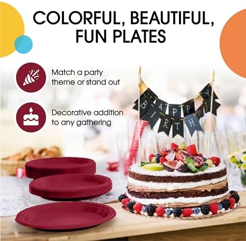 7 in. Burgundy Plastic Plates | 50 Count