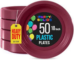 10 in. Burgundy Plastic Plates | 50 Count