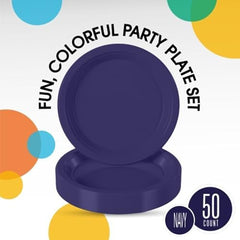 7 in. Navy Plastic Plates | 50 Count