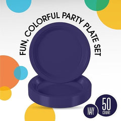 10 in. Navy Plastic Plates | 50 Count
