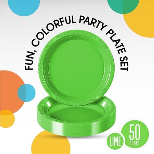 7 in. Lime Green Plastic Plates | 50 Count
