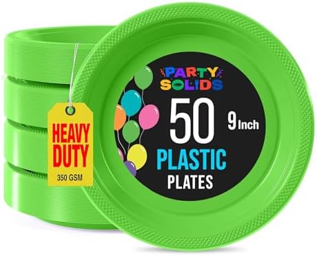 9 in. Lime Green Plastic Plates | 50 Count