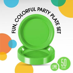 9 in. Lime Green Plastic Plates | 50 Count