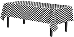 Black/White Checkered Plastic Table Covers | 12 Pack | 54 in. x 108 in.