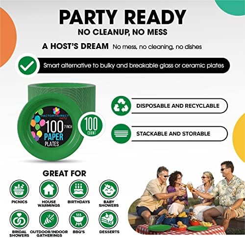 7 in. Emerald Green Paper Plates | 100 Count