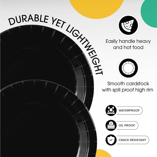 7 in. Black Paper Plates | 100 Count