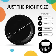 7 in. Black Paper Plates | 100 Count