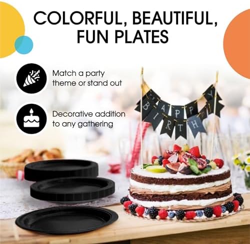 7 in. Black Paper Plates | 100 Count