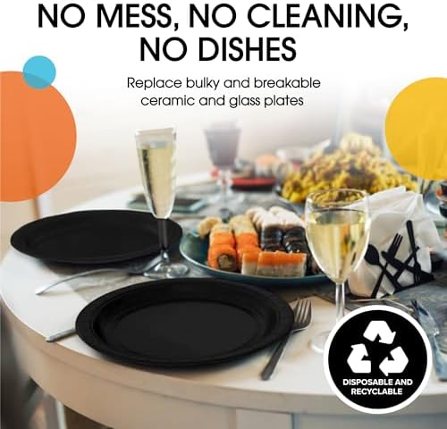 7 in. Black Paper Plates | 100 Count