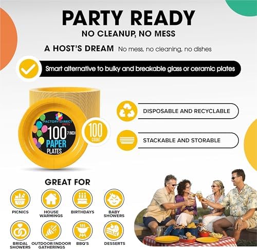 7 in. Yellow Paper Plates | 100 Count