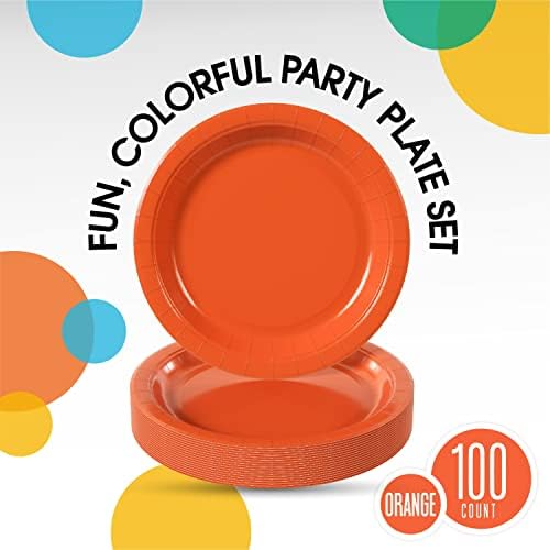7 in. Orange Paper Plates | 100 Count