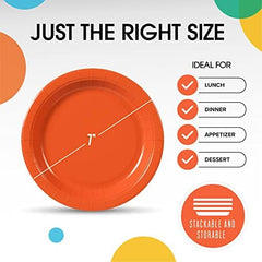 7 in. Orange Paper Plates | 100 Count