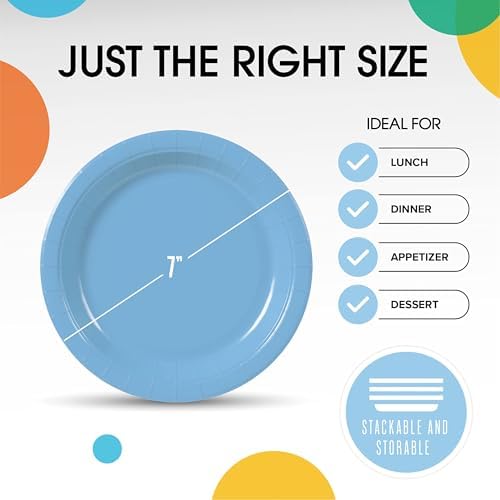 7 in. Light Blue Paper Plates | 100 Count