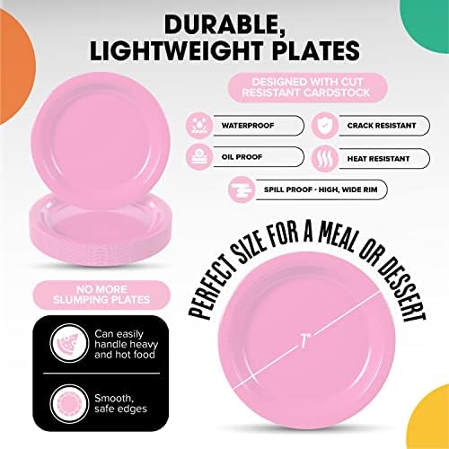 7 in. Pink Paper Plates | 100 Count