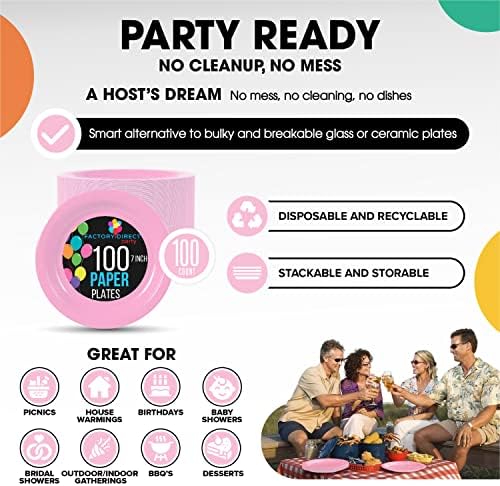 7 in. Pink Paper Plates | 100 Count
