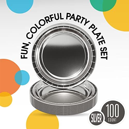 7 in. Reflective Silver Paper Plates | 100 Count