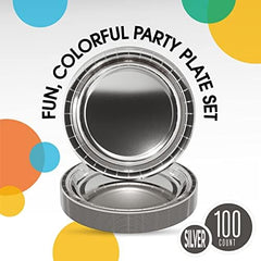 7 in. Reflective Silver Paper Plates | 100 Count