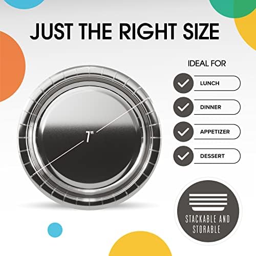 7 in. Reflective Silver Paper Plates | 100 Count