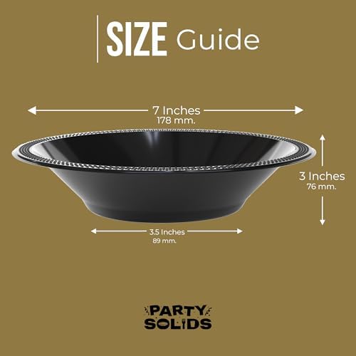 12 Oz. Black Plastic Bowls | 100 Count
