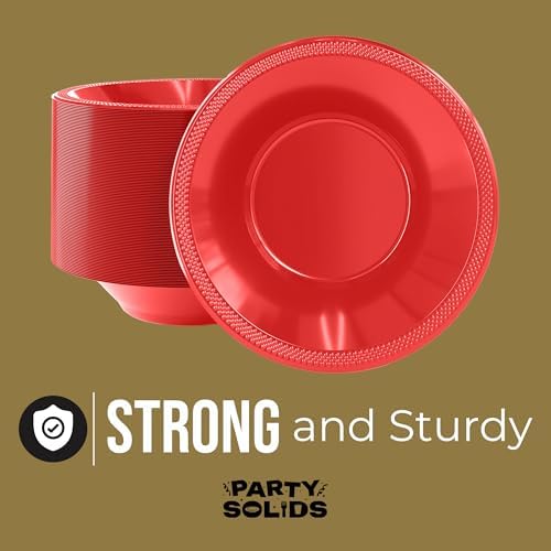 12 Oz. Red Plastic Bowls | 100 Count