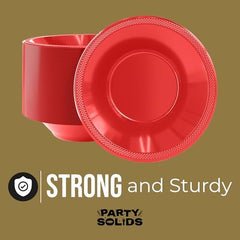 12 Oz. Red Plastic Bowls | 100 Count