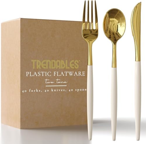 Trendables Cutlery Combo Ivory/Gold | 120 Count
