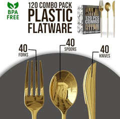 Trendables Cutlery Combo Ivory/Gold | 120 Count