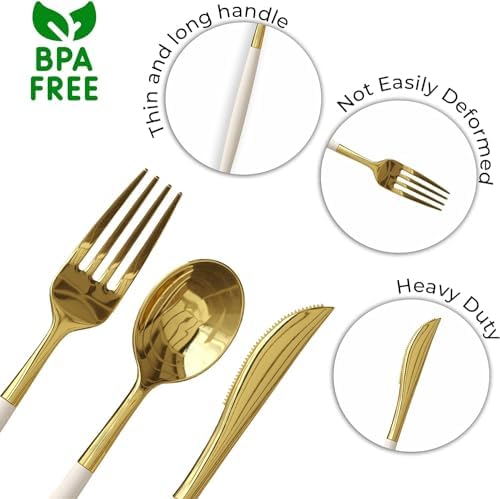 Trendables Cutlery Combo Ivory/Gold | 120 Count