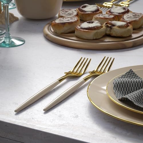 Trendables Cutlery Combo Ivory/Gold | 120 Count