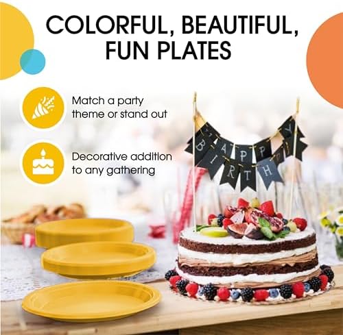 10 in. Yellow Plastic Plates | 50 Count
