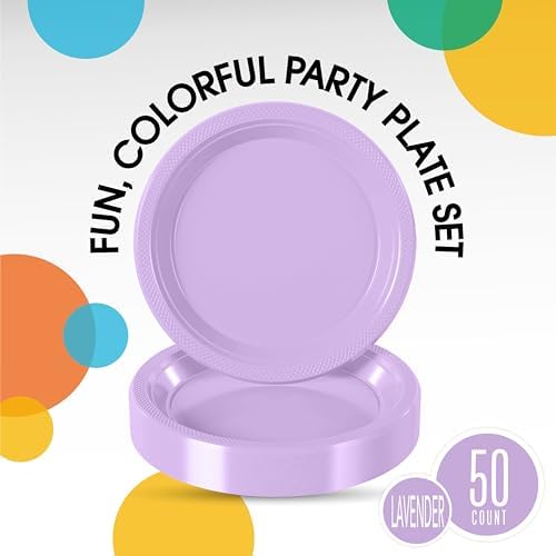 10 in. Lavender Plastic Plates | 50 Count