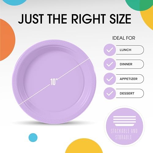 10 in. Lavender Plastic Plates | 50 Count