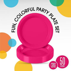 10 in. Cerise Plastic Plates | 50 Count