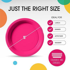 10 in. Cerise Plastic Plates | 50 Count