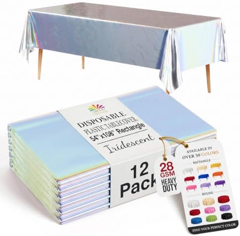 Iridescent Plastic Table Covers | 12 Count | 54 in. x 108 in.