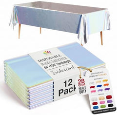 Iridescent Plastic Table Covers | 12 Count | 54 in. x 108 in.
