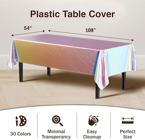 Iridescent Plastic Table Covers | 12 Count | 54 in. x 108 in.