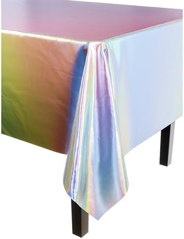 Iridescent Plastic Table Covers | 12 Count | 54 in. x 108 in.