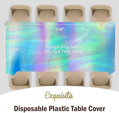 Iridescent Plastic Table Covers | 12 Count | 54 in. x 108 in.