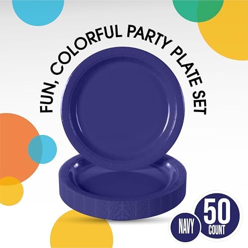 9 in. Navy Paper Plates | 50 Ct.