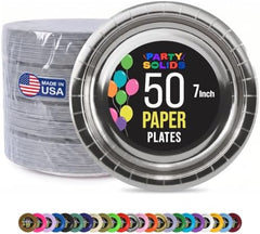 7 in. Reflective Silver Paper Plates | 50 Ct.