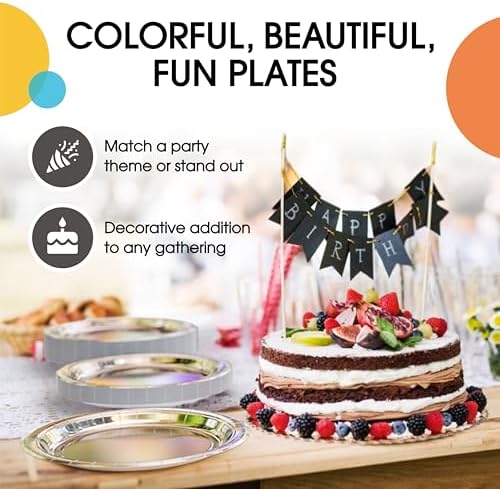 7 in. Reflective Silver Paper Plates | 50 Ct.
