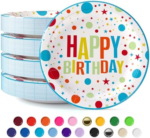 9 in. Birthday Print Paper Plates | Case of 20 (1000 Ct.)